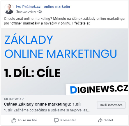 Reklama na sociální síti Facebook